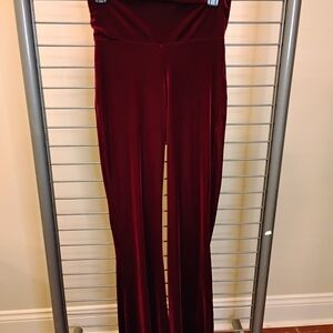 Karma Deep Red Velvet Wide Leg Pants